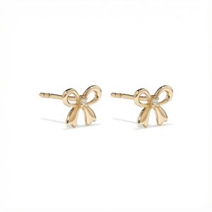 S925 Silver Bow Diamond Stud Earrings