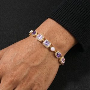 10mm Purple Geometric Gemstone Bracelet
