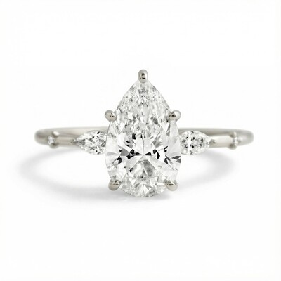 1.745CT Pear & Marquise Cut VVS Moissanite S925 Silver Engagement Ring