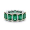 Emerald-Cut Emerald Halo Eternity Band