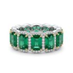 Emerald-Cut Emerald Halo Eternity Band