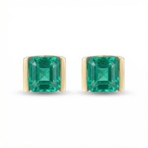 1.3ct Emerald Asscher Cut Stud Earrings