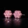 Iced Out Pink Cluster Flower Full Paved Earrings