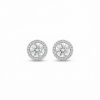 S925 Silver Round Diamond Halo Stud Earrings