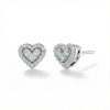 S925 Silver Heart Shaped Pave Stud Earrings