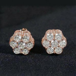 Iced Out Cluster Flower Full Paved Earrings