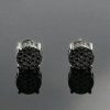 Micro Paved Round Cut Stud Earrings in Black Gold Plated