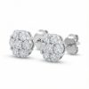 Women's Flower Cluster Stud Earrings in White Gold