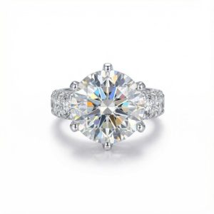 Luxury 9 Ct Round Cut S925 Sterling Silver Engagement Ring