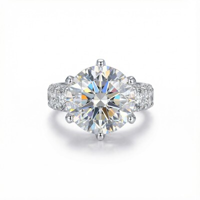 Luxury 9 Ct Round Cut S925 Sterling Silver Engagement Ring