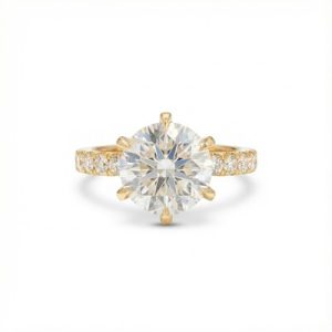 6.5CT Round Cut VVS Moissanite Pave Engagement Ring