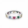 S925 Silver Colorful Heart Cut Wedding Band