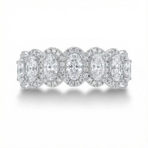 2.87CT Elegant Oval & Round Cut VVS Moissanite S925 Silver Wedding Band