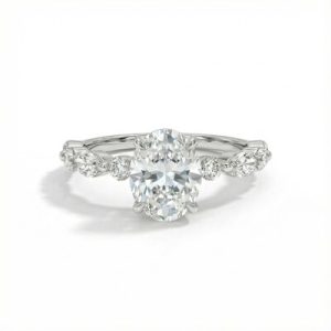 3.66CT Oval Cut VVS Moissanite Halo Engagement Ring