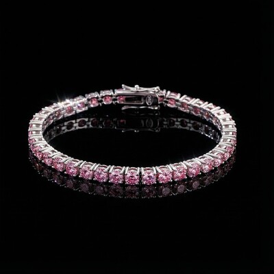 3mm/4mm/5mm S925 & Moissanite Pink Tennis Bracelet