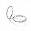 S925 Silver Full Diamond Hoop Earrings in White Gold