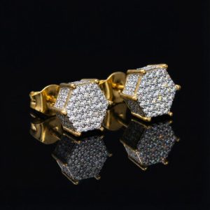 Hexagon Micro Pave Studs Earrings