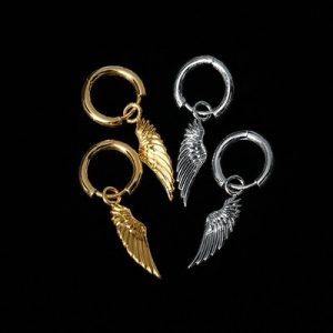 Angel Wings Earrings in White Gold