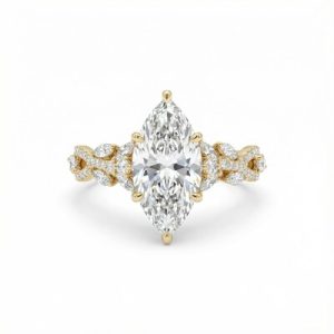 3.66CT Marquise Cut VVS Moissanite Pave Engagement Ring