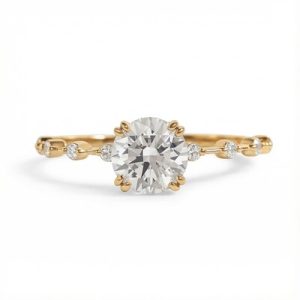 0.716CT Round Cut VVS Moissanite S925 Silver Engagement Ring