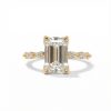 5CT Emerald Cut VVS Moissanite Side Stone Engagement Ring