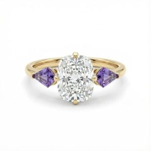 3.35CT Cushion Cut Diamond Three Stone Engagement Ring