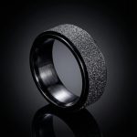 Men's Rotating Frosted Steel Simple Band in Black Gold