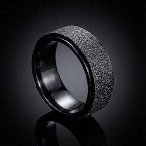 Men's Rotating Frosted Steel Simple Band in Black Gold