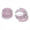 Iced Pink Stones Hoop Earrings
