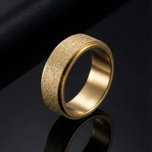 Men's Rotatable Frosted Steel Simple Band in Gold
