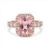 Dazzling Morganite Halo Cushion Cut Engagement Ring in 18K Rose Gold Plated