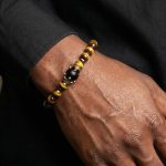 Gold Crown Natural Healing Stone Bead Bracelet