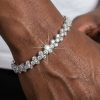 Round Cut Heart Bracelet in White Gold