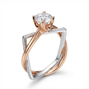 Two-tone Irregular Shaped Solitaire Engagement Ring