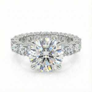 5.78CT Round Cut VVS Moissanite Pave Engagement Ring