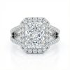 Split Shank Radiant Cut Engagement Ring in Silver