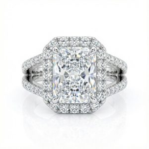 Split Shank Radiant Cut Engagement Ring in Silver