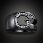Initial Letter Ring for Men in Black