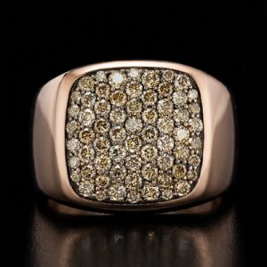 Champagne Diamond Men's Square Ring