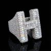 Baguette Cut Alphabet Letters Ring in White Gold