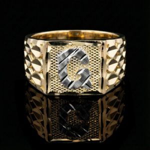 A-Z Initial Letter Nugget Ring in Gold