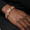 15mm Baguette Cut Red Diamonds Cuban Bracelet