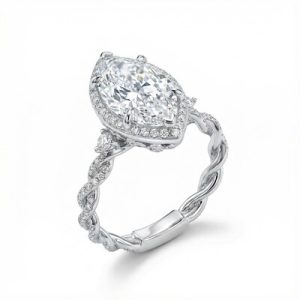4.66CT Marquise Cut VVS Moissanite Twist Engagement Ring