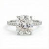 2.15CT Cushion Cut VVS Moissanite Pave Engagement Ring