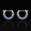 Iced Out Blue/Black/Purple Huggie Hoop Earrings