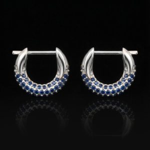 Iced Out Blue/Black/Purple Huggie Hoop Earrings