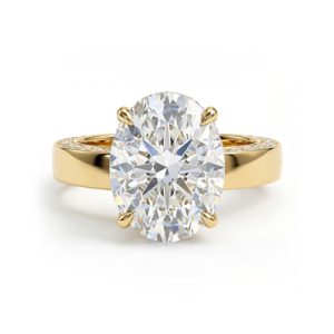3.41CT Oval Cut VVS Moissanite Pave Engagement Ring