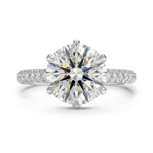 Iced Round Cut 6-Claw Halo Engagement Ring