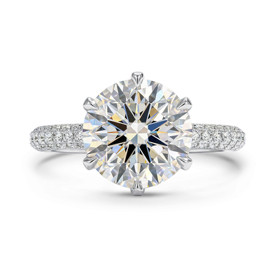 Iced Round Cut 6-Claw Halo Engagement Ring