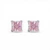 Cushion Cut Pink Stone Stud Earrings